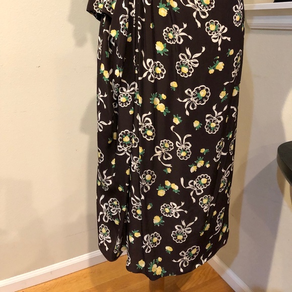 Vintage 40's Brown Cold Rayon Floral Print Iconic WWII Era Historic Dress - XS - Picture 6 of 16